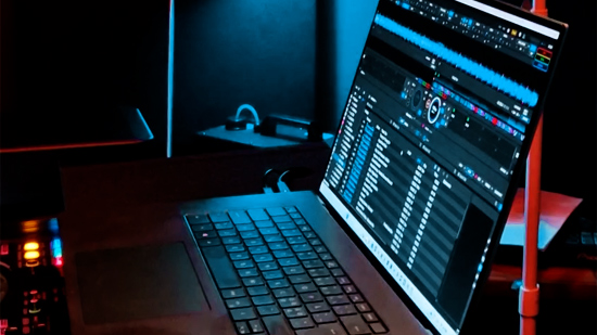 Laptop running Rekordbox during early live-set planning